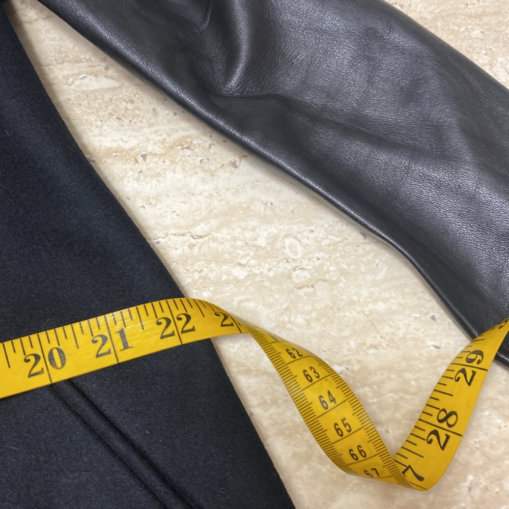 ALL SAINTS Asymmetrical Wool Coat, leather sleeves, Great Condition, see photos - Picture 11 of 15